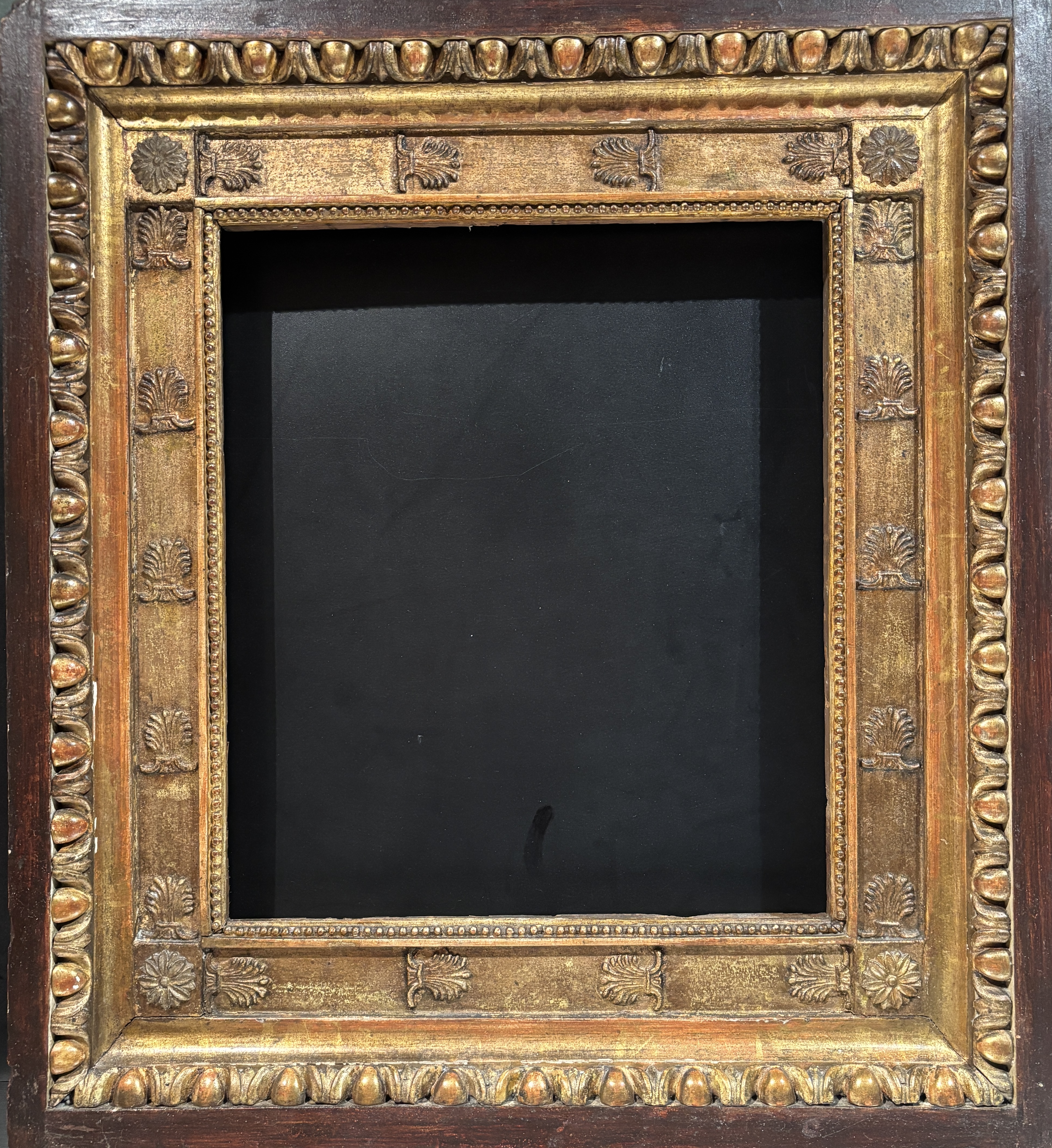 Massive wood / Gold frame w/balls on inner frame and larger design on outer ring